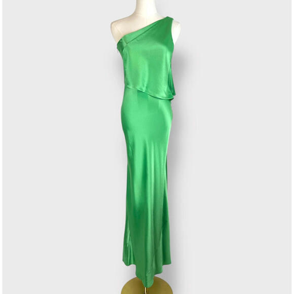 NWT Staud Naomi Dress Seaweed Green Satin Designer Maxi 4 Small - Picture 5 of 12